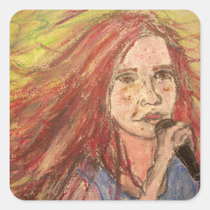 Coole Rocker-Girl Quadratischer Aufkleber