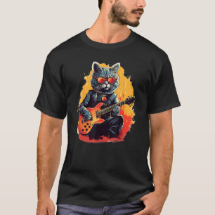 Coole Rock'n Roll Katze mit Sonnenbrille für elekt T-Shirt