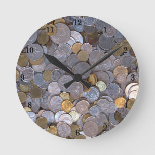 Coole Rolle der Coins Wall Clock Runde Wanduhr