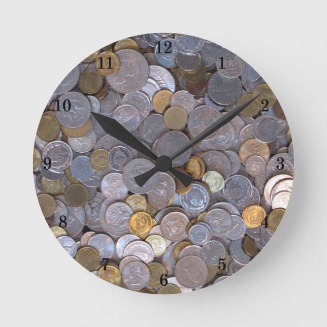 Coole Rolle der Coins Wall Clock Runde Wanduhr (Vorderseite)