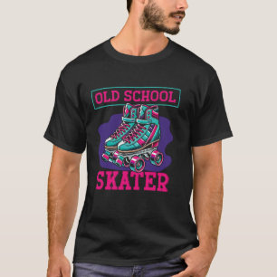 Coole Rollschuh fahrende Skate-Girl 1970er Retro O T-Shirt