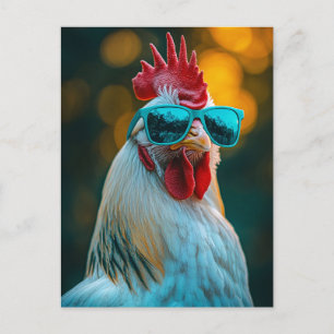 Coole Rooster Blue Sonnenbrille Postkarte