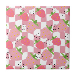 Coole rosa Kitchenette Erdbeeren Gestalt geprüft Fliese