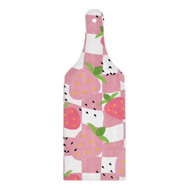 Coole rosa Kitchenette Erdbeeren Gestalt geprüft Schneidebrett (Vorderseite)