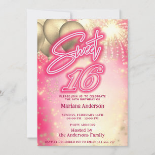 Coole Rosa Neonballon Funkfeuerwerk Einladung