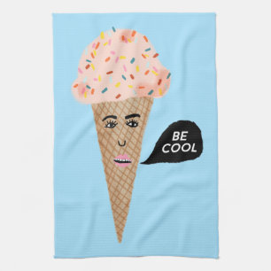 COOLE, rosa sprechende Eistüte Geschirrtuch
