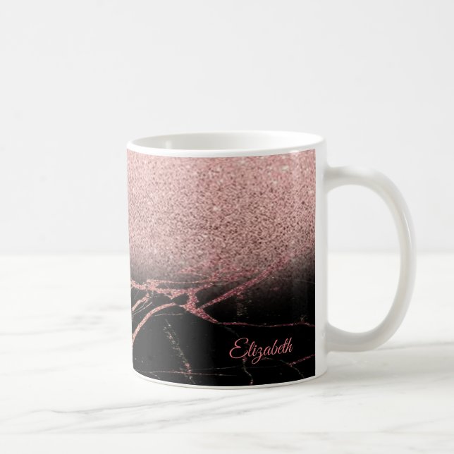 Coole Rose Gold Glitzer, Marmor - Personalisiert Kaffeetasse (Rechts)