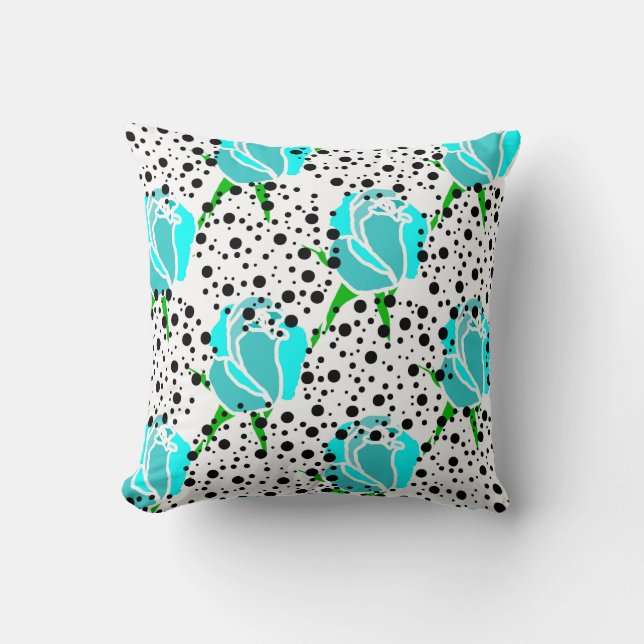 coole Rose mit gepunkteten Kreisen Kissen (Vorderseite)