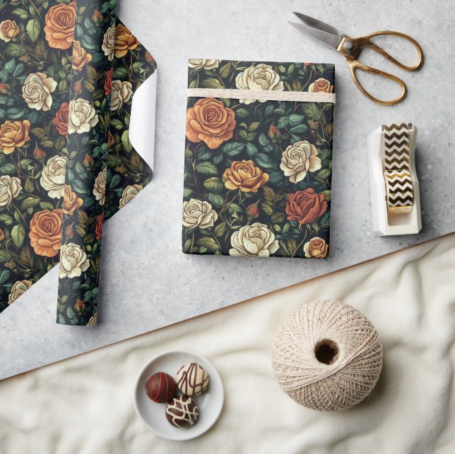 Coole Rose Rustikales Verpackungspapier Geschenkpapier (Kunsthandwerk)