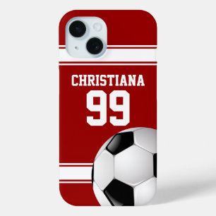 Coole Rot-Streifen Jersey Soccer Ball iPhone 15 Hülle