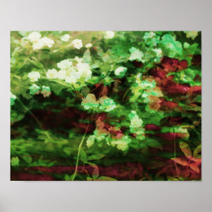 Coole rote grüne Blume Kunstmuster. Naturkonzept Poster