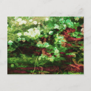 Coole rote grüne Blume Kunstmuster. Naturkonzept Postkarte