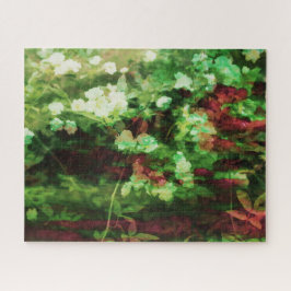 Coole rote grüne Blume Kunstmuster. Naturkonzept Puzzle