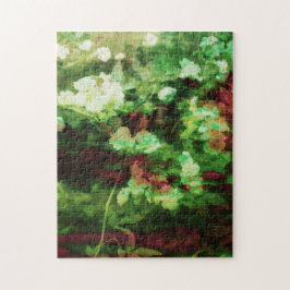 Coole rote grüne Blume Kunstmuster. Naturkonzept Puzzle