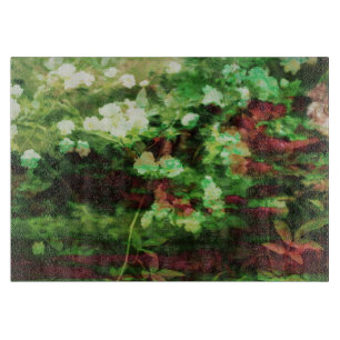 Coole rote grüne Blume Kunstmuster. Naturkonzept Schneidebrett