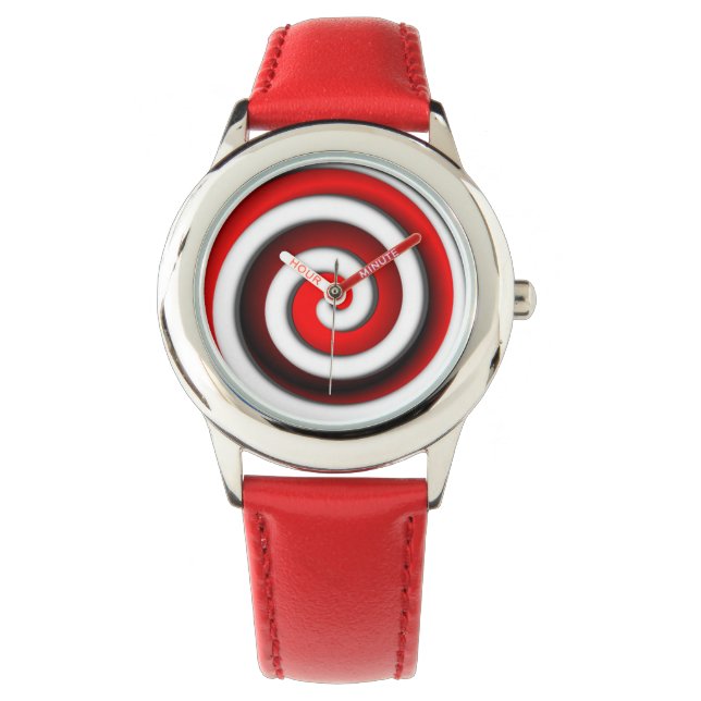 Coole rote Hypnotik-Spiralüberwachung Armbanduhr (Vorderseite)