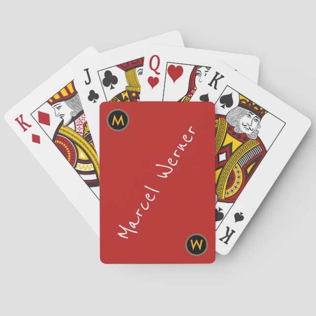 coole rote Spielkarten mit Namen (Rückseite)
