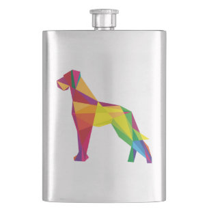 Coole rote und gelbe abstrakte Great Dane Illustra Flachmann