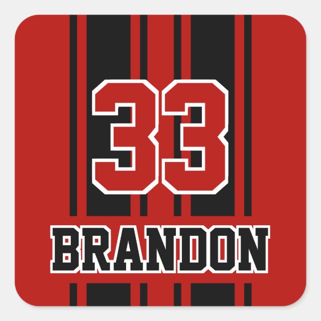 Coole, rote und schwarze Auto-Race-Streifen Quadratischer Aufkleber (Vorderseite)