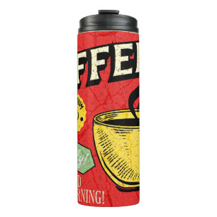 Coole rustikale Vintage-Kaffeetasse roter Hintergr Thermosbecher