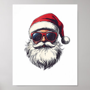 Coole Santa Claus Gesicht Retro Sonnenbrille Weihn Poster