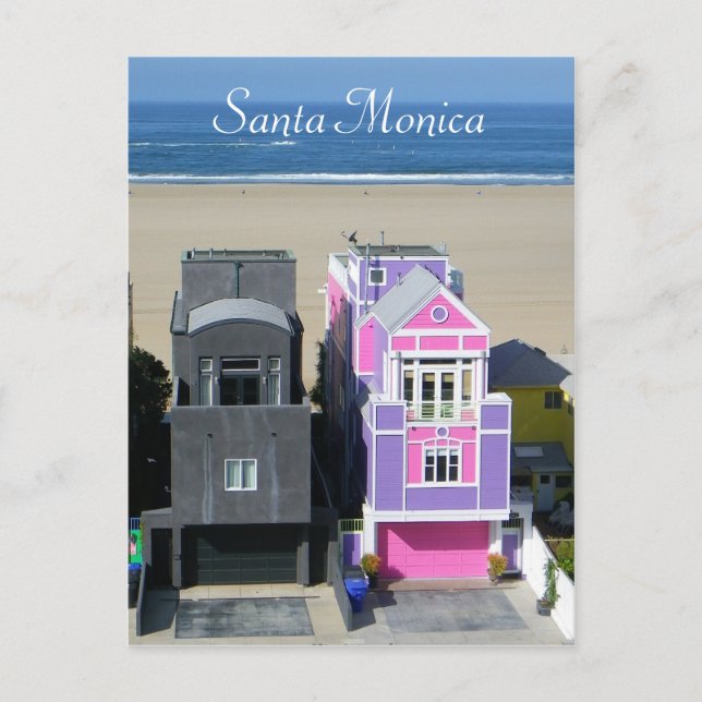 Coole Santa Monica Häuser Postkarte! Postkarte (Vorderseite)