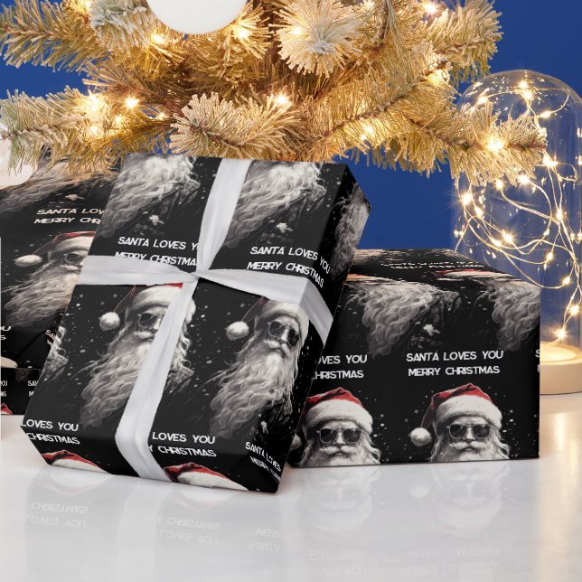 Coole Santa Two Lines der Personalisierung Geschenkpapier (Feiertage)