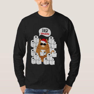 Coole sarkastische Katze in Santa S Hut mit Toilet T-Shirt