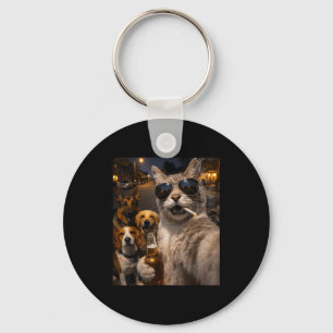 Coole sarkastische Katze mit Hunden Selfie Meme Ti Schlüsselanhänger