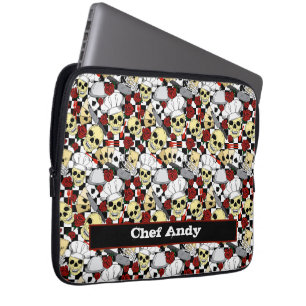 Coole Schädel in Koch Hats mit Rote Rosen Muster Laptopschutzhülle
