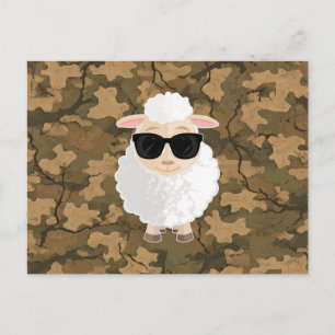 Coole Schaf-Sonnenbrille-Blatt-Tarnung-Süße-Cartoo Postkarte
