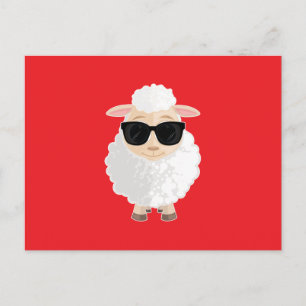 Coole Schaf-Sonnenbrille Fettes Rot Einfarbig Postkarte