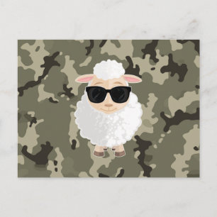 Coole Schaf-Sonnenbrille Grün Camouflage Cartoon C Postkarte