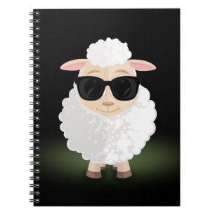 Coole Schaf-Sonnenbrille Neon-Grün Cartoon-Ästheti Notizblock