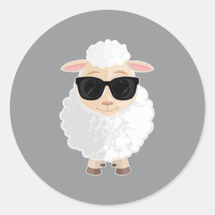 Coole Schaf-Sonnenbrille-Rund-Aufkleber Süße Carto Runder Aufkleber