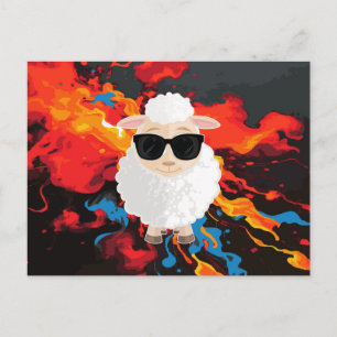 Coole Schaf-Sonnenbrille-Spritzkunst-Cartoon-Kunst Postkarte