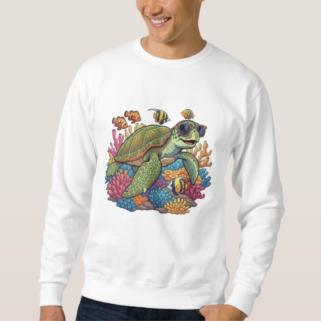Coole Schildkröte am Riff Sweatshirt (Vorderseite)
