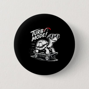 Coole Schildkröte auf Skateboard Lustiges Turbo Vi Button