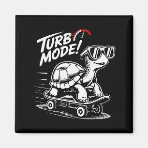 Coole Schildkröte auf Skateboard Lustiges Turbo Vi Magnet