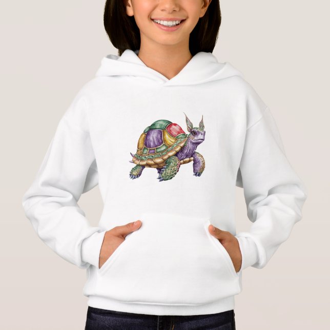 Coole Schildkröte mit grünem Mohawk Hoodie (Vorderseite)