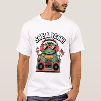 Coole Schildkröte mit Sonnenbrille & Kopfhörer-Des T-Shirt