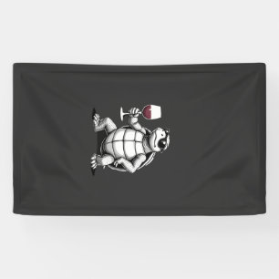 coole Schildkröte trinkt roten Wein Kunstprint_1 ( Banner