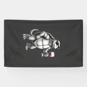 coole Schildkröte trinkt roten Wein Kunstprint_1 ( Banner