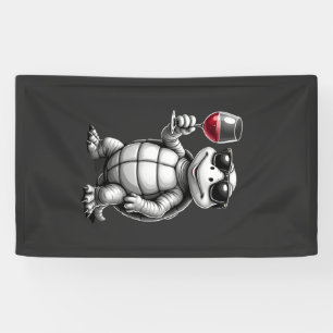 coole Schildkröte trinkt Rotwein Kunstprint_1 (1) Banner