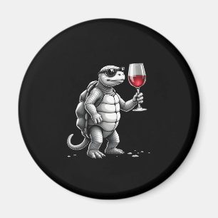 coole Schildkröte trinkt Rotwein Kunstprint_1 (2) Magnet