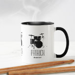 Coole Schlagzeug personalisiert Tasse<br><div class="desc">Grafik-Musik-Thema Illustration,  individuelle Name und der Wort-Drummer</div>