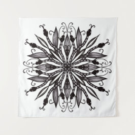 Coole Schlangen schwarz-weiß-botanisch-gotisch Wandteppich