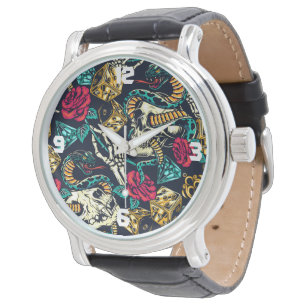 Coole Schlangen & Totenkopf Herren Uhr