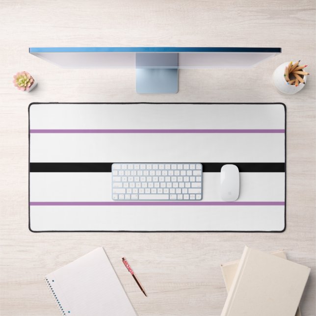 Coole, schlanke, Lila Racing Streifen auf Weiß Schreibtischunterlage (Büro 1)