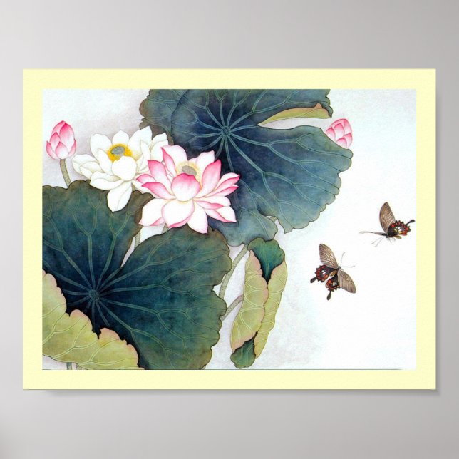 coole Schmetterlingskunst aus Chinesischem Lotus-B Poster (Vorne)